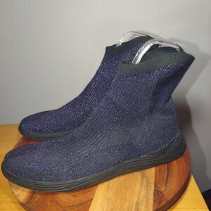 ILysm Split-Toe Glitter Sock Boots Purple/Black Womens Size-13